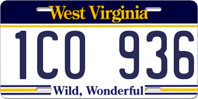 WV license plate 1CO936