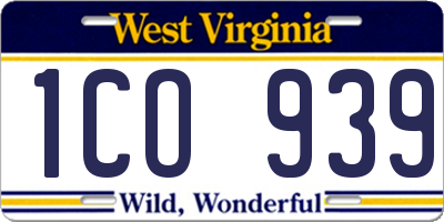 WV license plate 1CO939