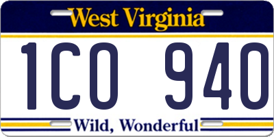 WV license plate 1CO940