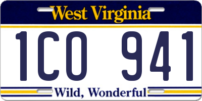 WV license plate 1CO941