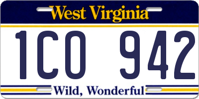 WV license plate 1CO942