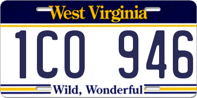 WV license plate 1CO946