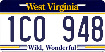 WV license plate 1CO948