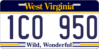 WV license plate 1CO950