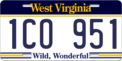 WV license plate 1CO951