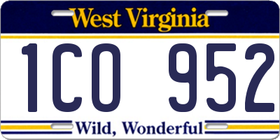 WV license plate 1CO952