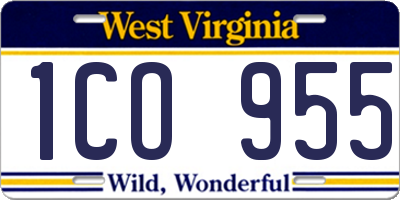 WV license plate 1CO955