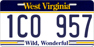 WV license plate 1CO957