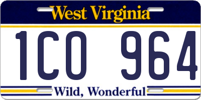 WV license plate 1CO964