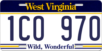 WV license plate 1CO970