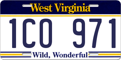 WV license plate 1CO971