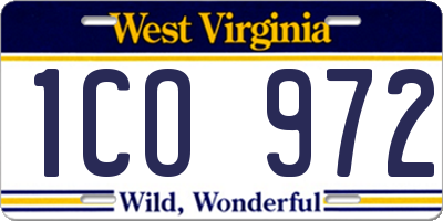 WV license plate 1CO972