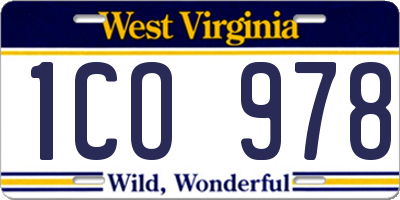 WV license plate 1CO978
