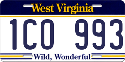 WV license plate 1CO993