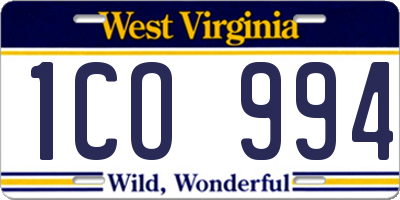 WV license plate 1CO994