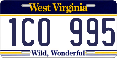 WV license plate 1CO995