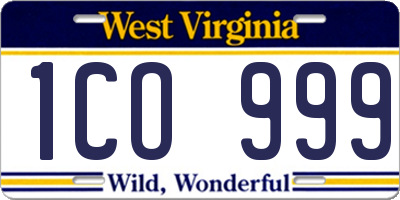 WV license plate 1CO999