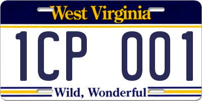 WV license plate 1CP001