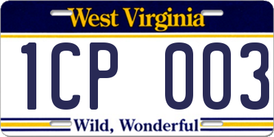 WV license plate 1CP003
