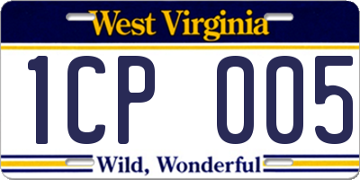 WV license plate 1CP005