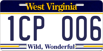 WV license plate 1CP006