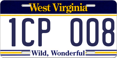 WV license plate 1CP008