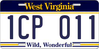 WV license plate 1CP011