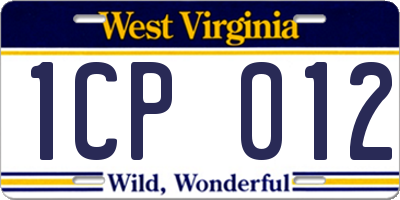 WV license plate 1CP012