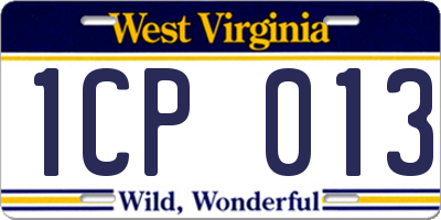 WV license plate 1CP013
