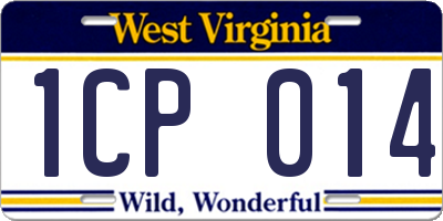WV license plate 1CP014