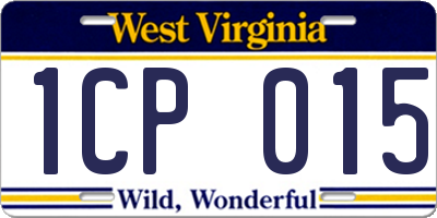 WV license plate 1CP015
