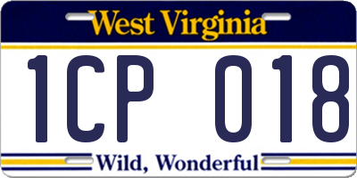 WV license plate 1CP018