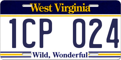 WV license plate 1CP024