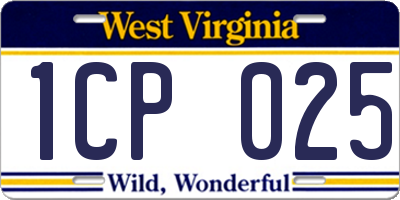 WV license plate 1CP025