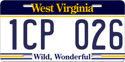 WV license plate 1CP026
