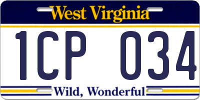 WV license plate 1CP034