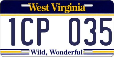 WV license plate 1CP035