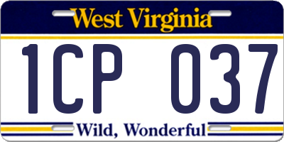 WV license plate 1CP037