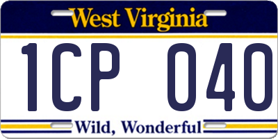 WV license plate 1CP040