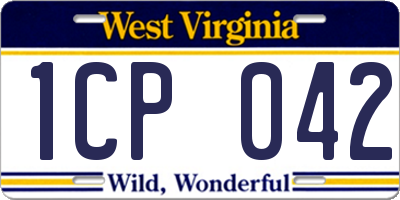 WV license plate 1CP042