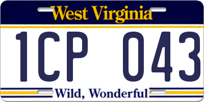 WV license plate 1CP043