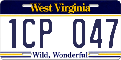 WV license plate 1CP047