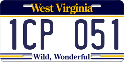 WV license plate 1CP051