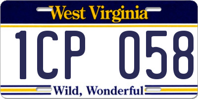 WV license plate 1CP058