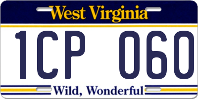 WV license plate 1CP060