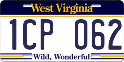 WV license plate 1CP062