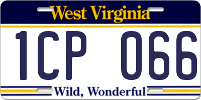 WV license plate 1CP066