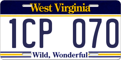 WV license plate 1CP070