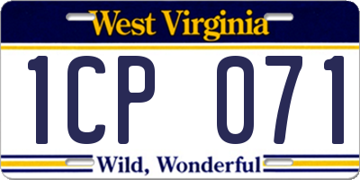 WV license plate 1CP071
