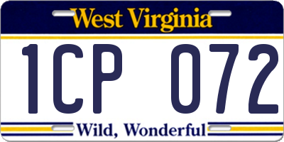 WV license plate 1CP072